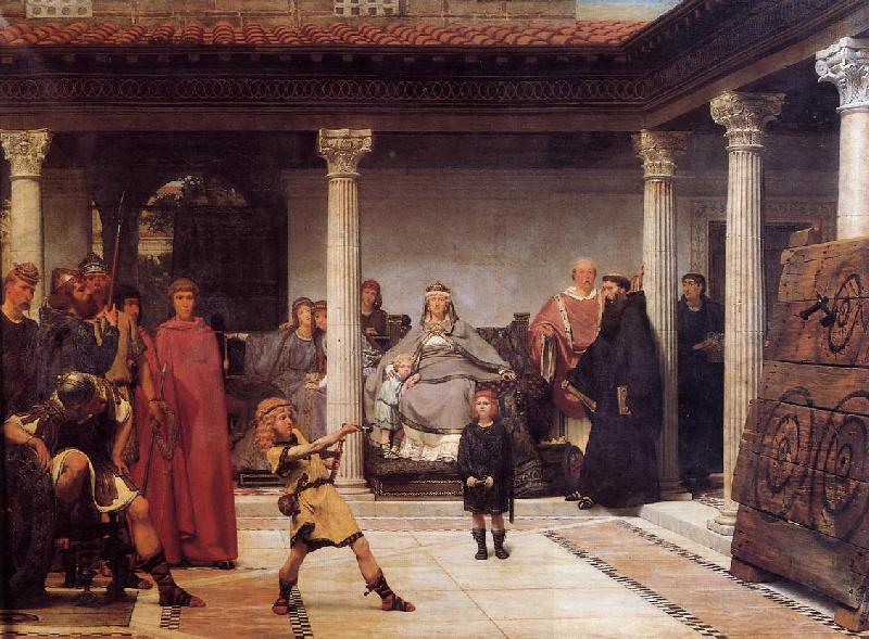 Sir Lawrence Alma-Tadema,OM.RA,RWS The Education of the Children of Clovis oil painting picture